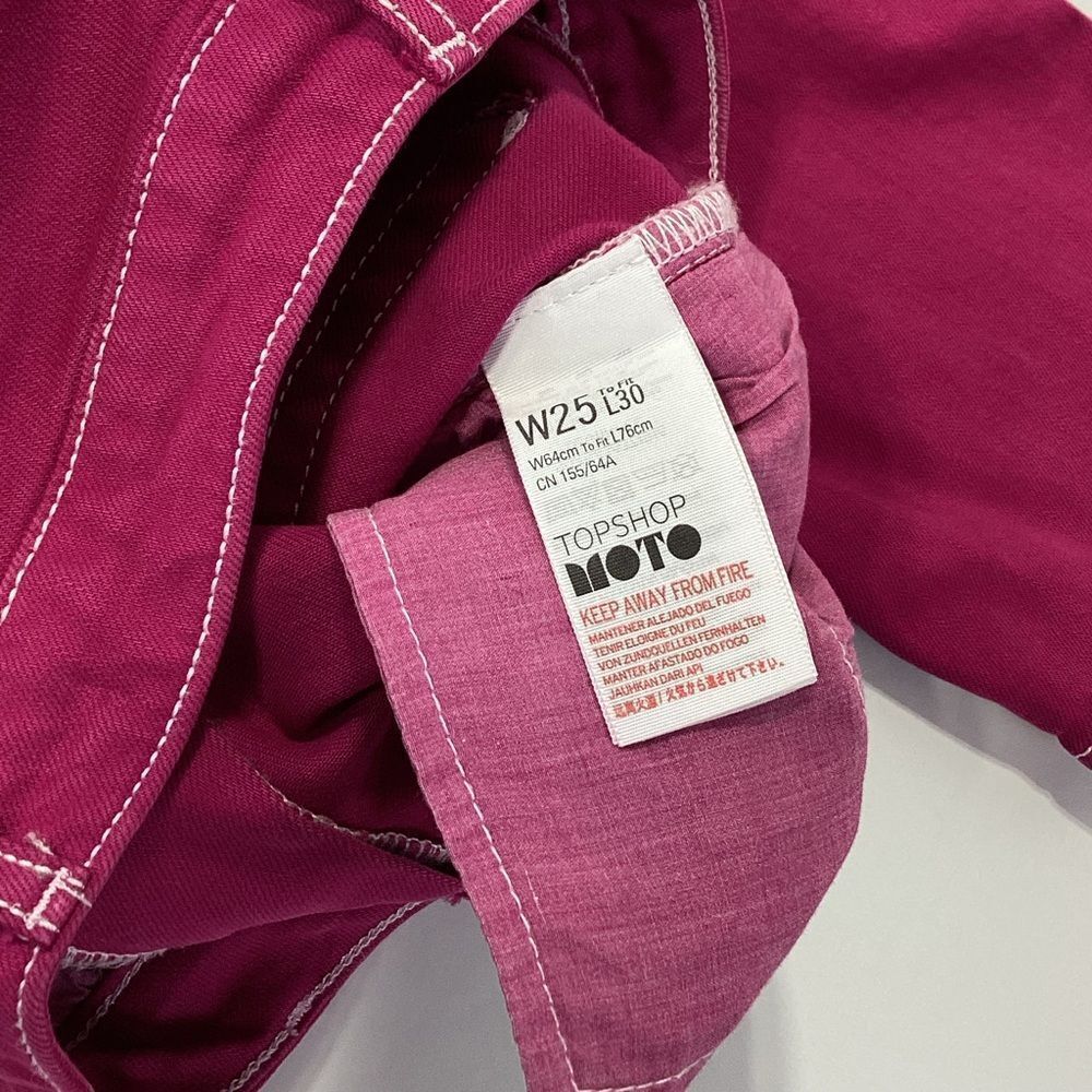 Topshop Moto Straight Leg Jeans Size 25 Fuchsia Pink - Picture 5 of 10